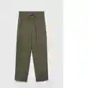 Pantalón Fluido Khaki Talla 24 Mujer Mango