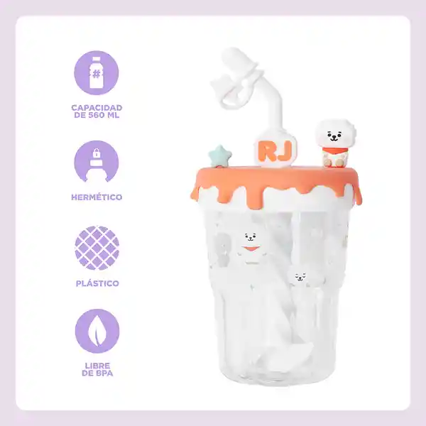 Vaso Con Pitillo Baby rj 560 mL Serie Bt21 Miniso