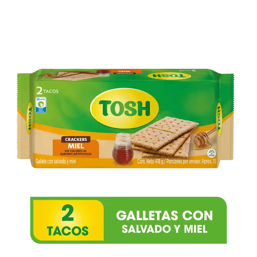 Galleta Tosh Miel Fit Taco x 2 x 418 g