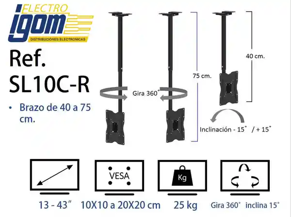 Soporte Techo Brazo Extensible Para Tv 13 - 43"