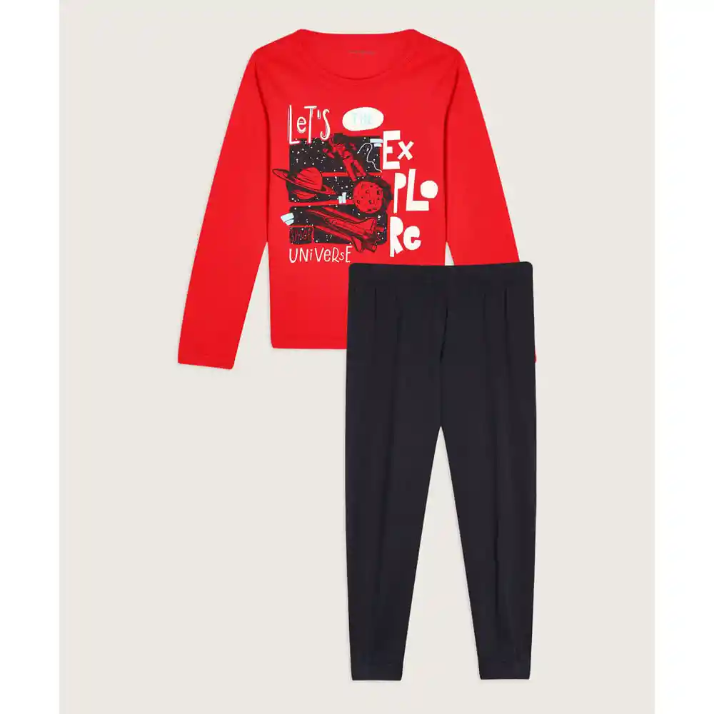 Pijama Camiseta Unicolor Con Screen y Pantalon Unicolor Infantil Niño 66040056 Talla 6