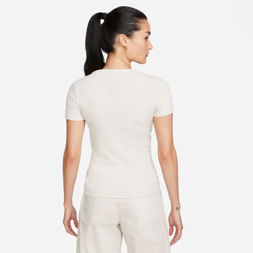 Nike Camiseta Nsessntl Rib MD Crp Top Mujer Blanco S