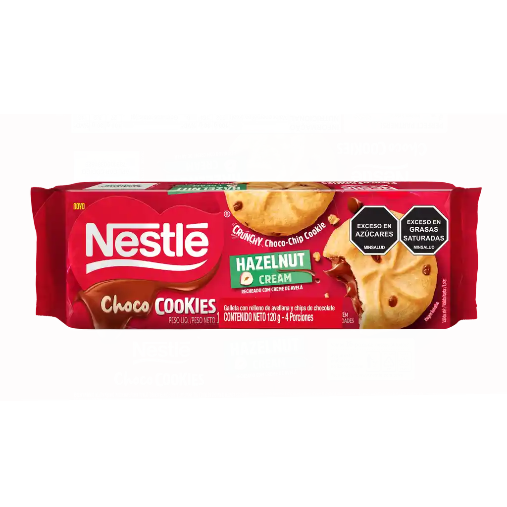 Galletas Choco Cookies NESTLÉ rellenas de avellana y chips x 120g