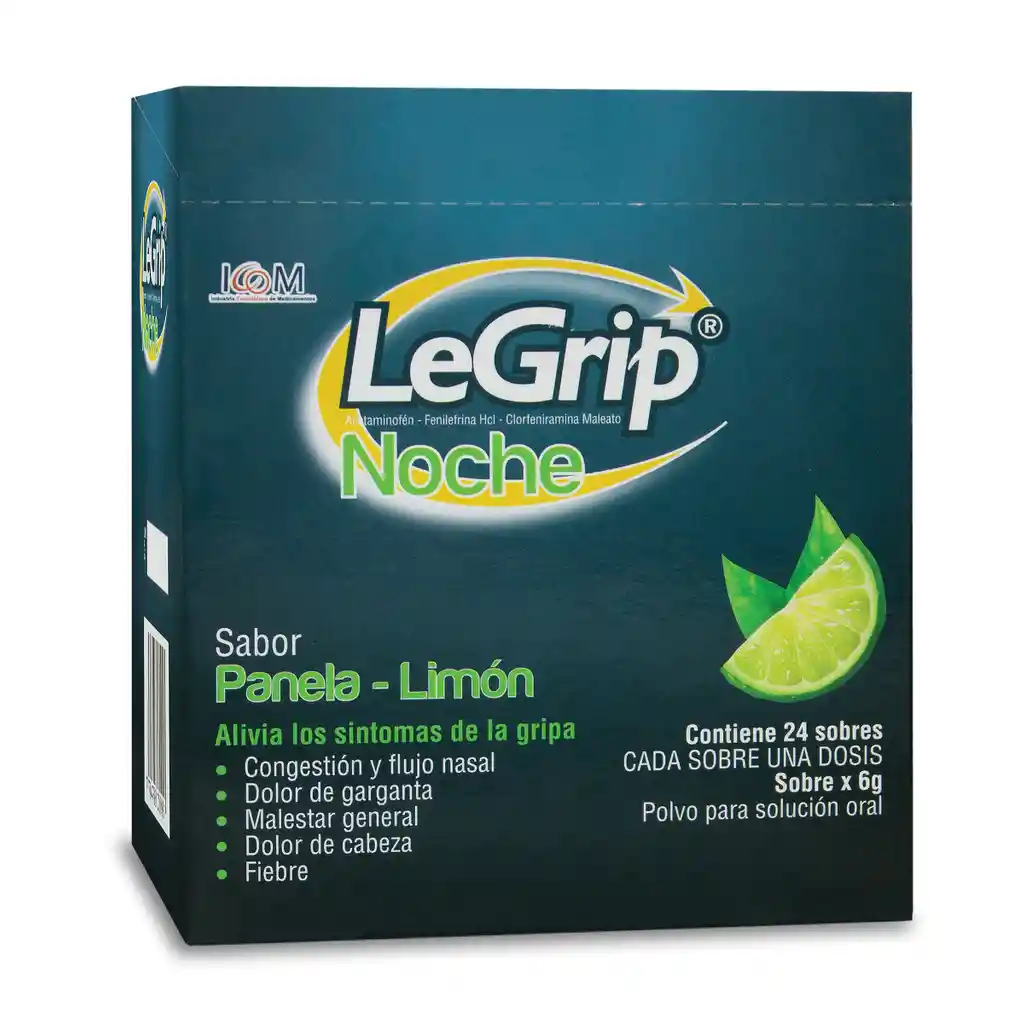 Legrip Polvo para Solución Oral Noche Sabor Panela Limón