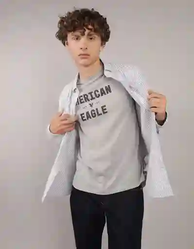 Camisa Hombre Gris Talla LARGE 2830050 American Eagle