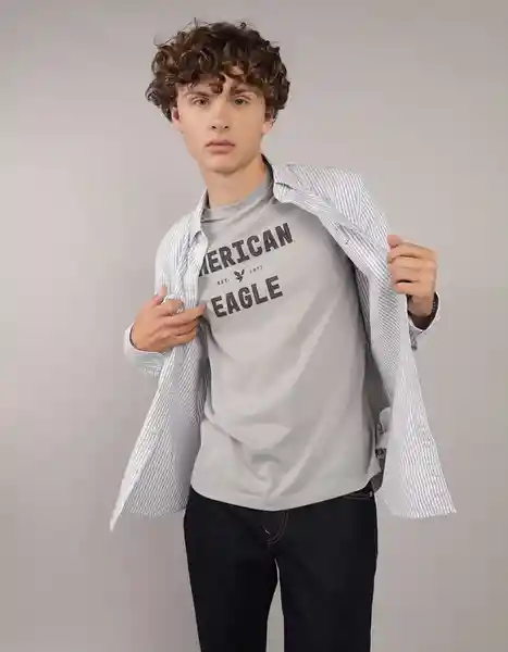 Camisa Hombre Gris Talla LARGE 2830050 American Eagle