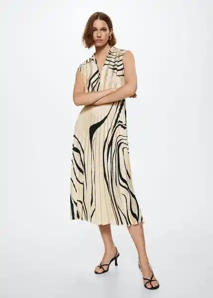 Vestido Marble Offwhite Talla L Mujer Mango