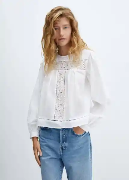 Blusa Loli-H Blanco Talla XL Mujer Mango