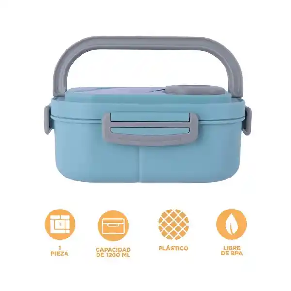 Contenedor Para Alimentos de Doble Capa Con Asas Azul Miniso