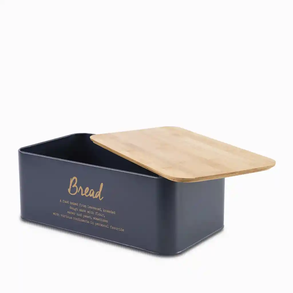 Recipiente Pan Azul Mate y Madera Ambiente Gourmet
