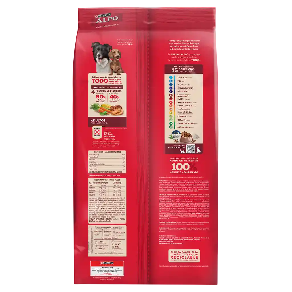 Comida para perros Alpo Adultos con carne,pollo,cereales y vegetales x 400 gr
