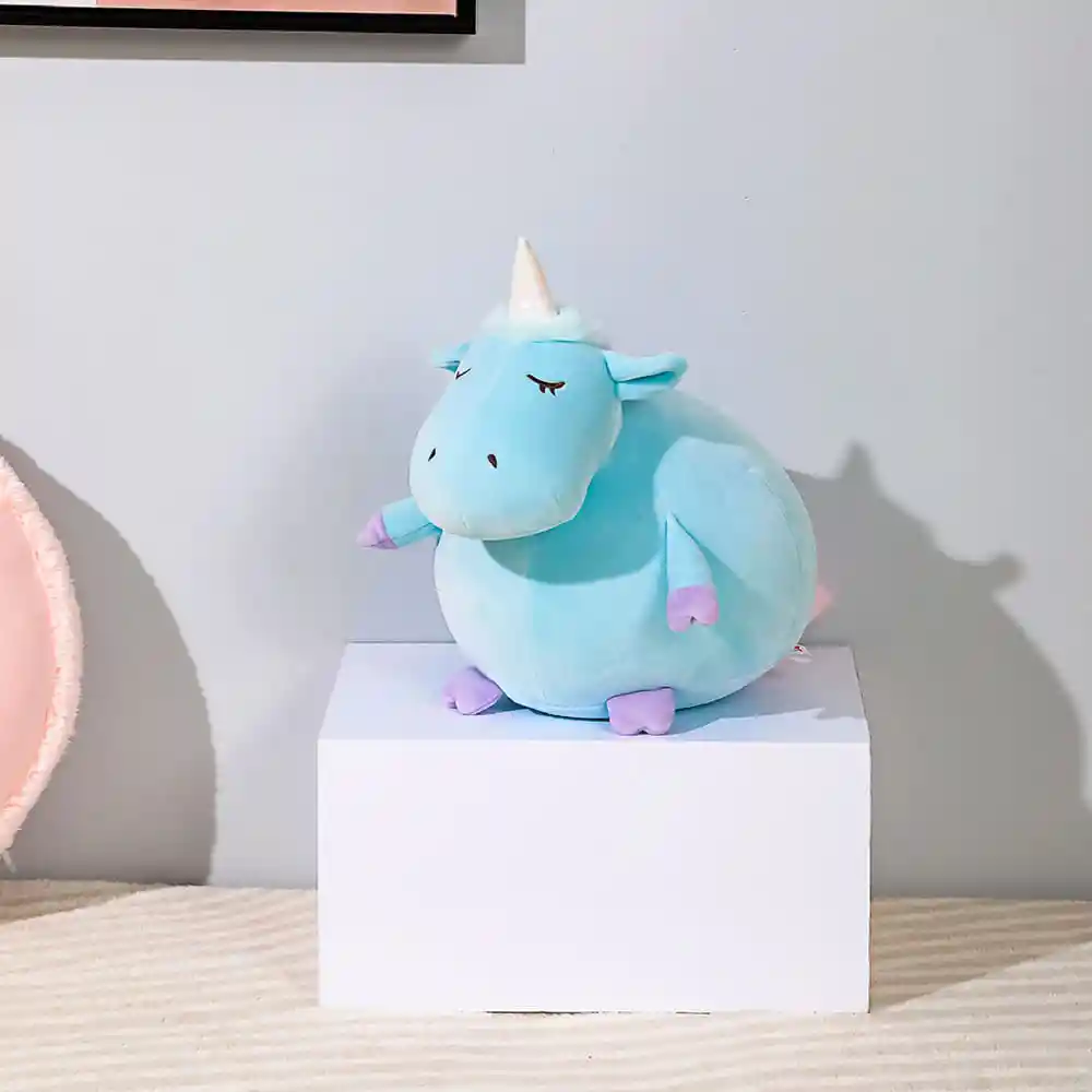 Miniso Peluche Redondo de Unicornio Azul