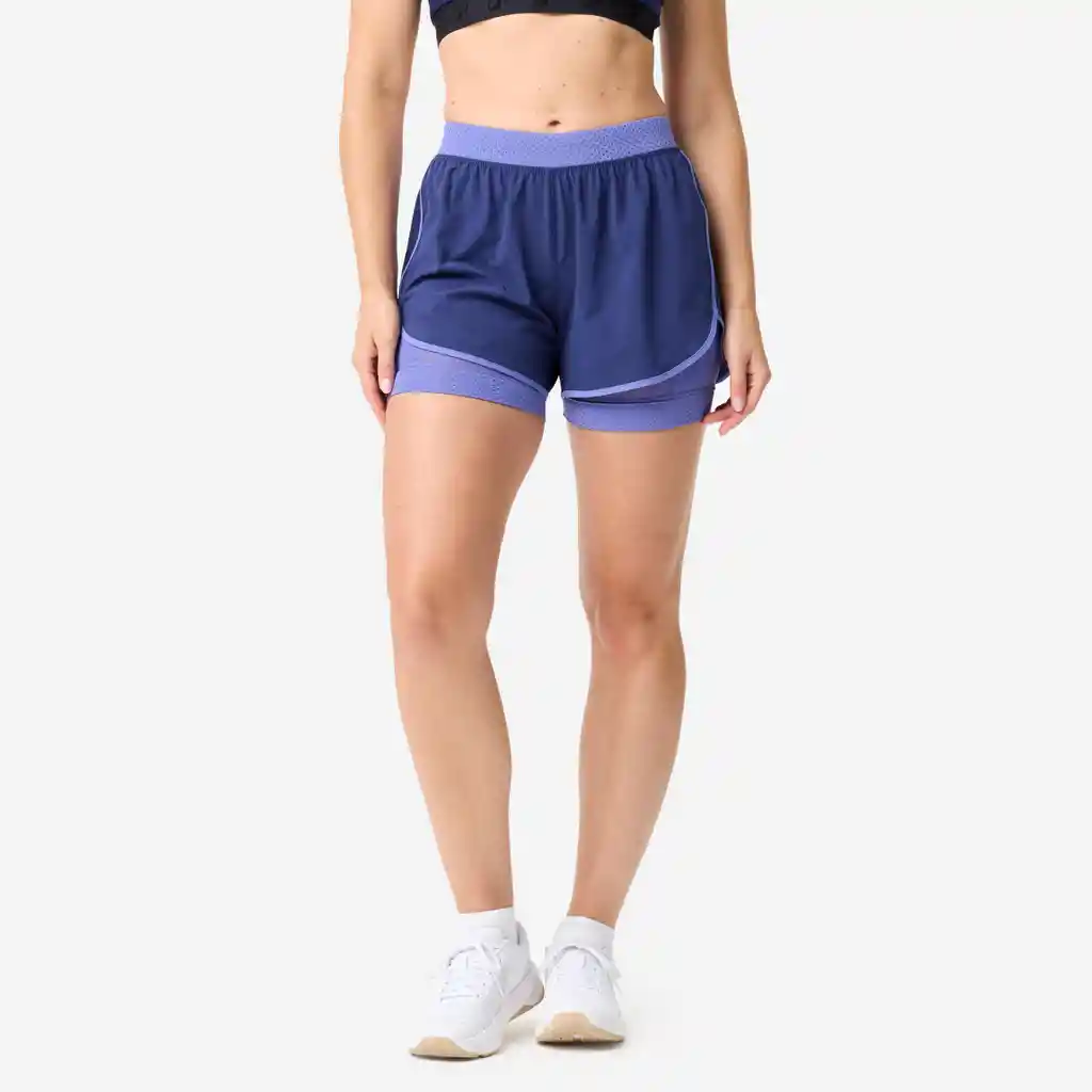 Short Fitness Doble Capa Mujer Azul-morado