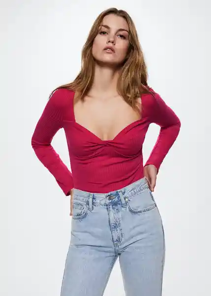 Top Pear-W Fucsia Talla S Mujer Mango