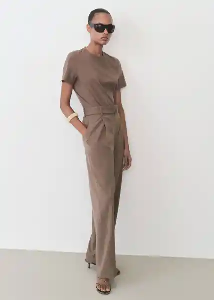 Pantalón Oliana Topo Talla 38 Mujer Mango