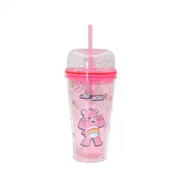 Vaso Plástico de Doble Pared Con Pitillo Rosa Miniso