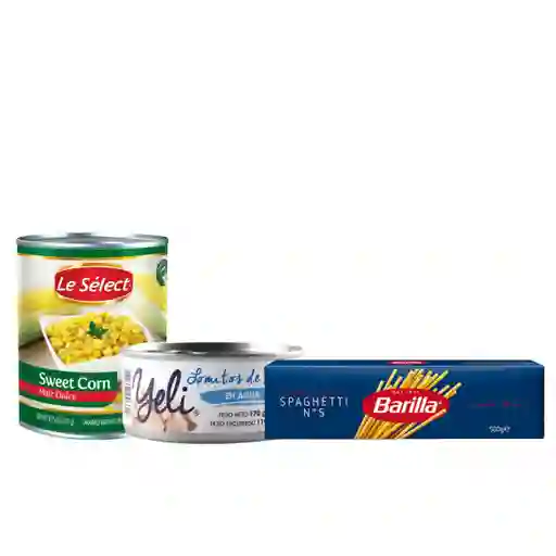 Combo Spaghetti + Atun Lomitos Agua + Maiz Dulce