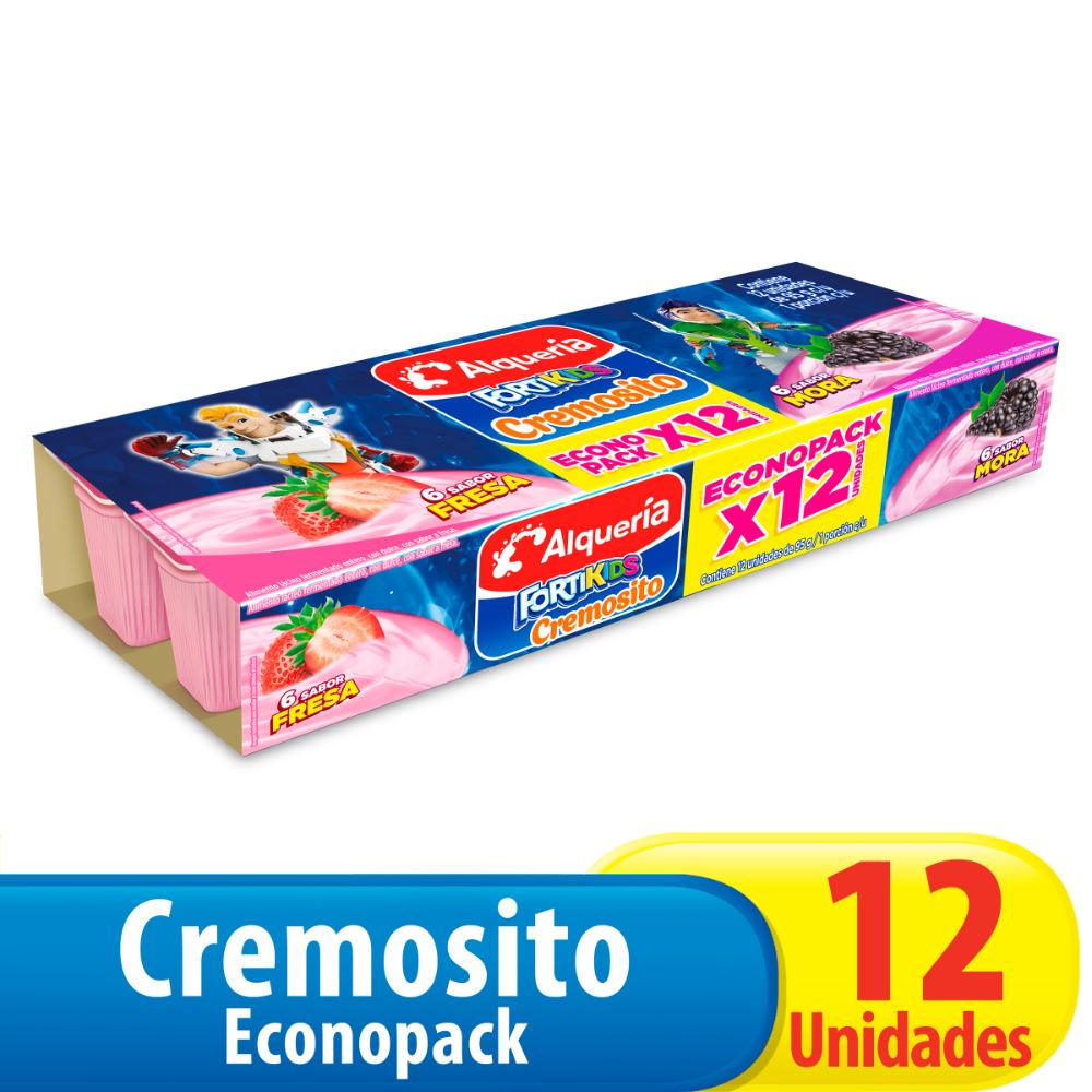 Alqueria Yogurt Cuchareable Fortikids Sabor Fresa y Mora 12 x 95 g