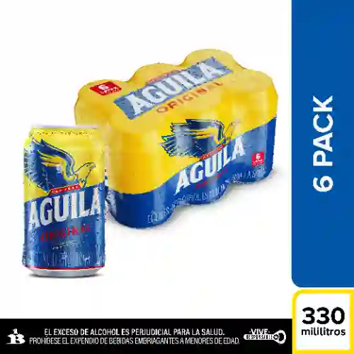 Cerveza Aguila 330 Lata Sixpack