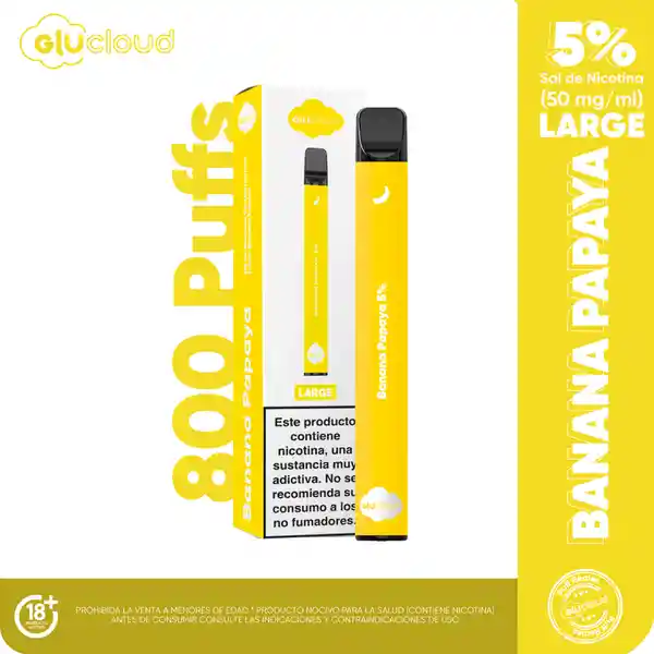Glucloud Vapeador de Banana Papaya Large 800 Puff