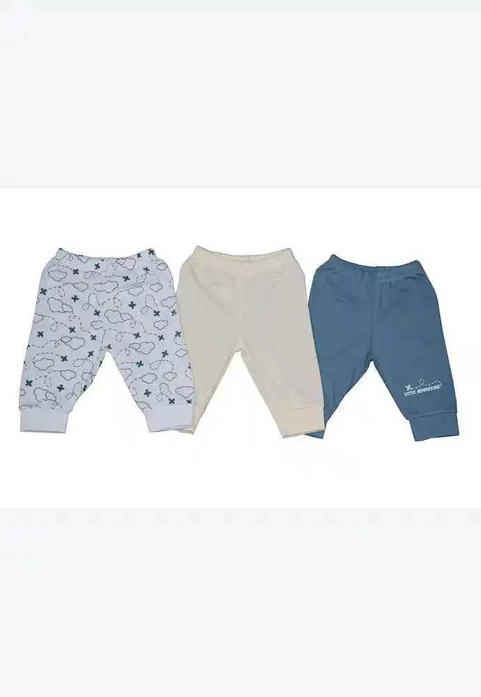 Set X 3 Pantalones Rib Bebe 12-18-azul Navy