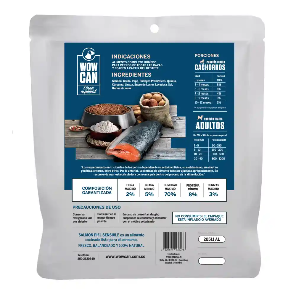 Alimento Húmedo Para Perro Wow Can Pouch Piel Sensible