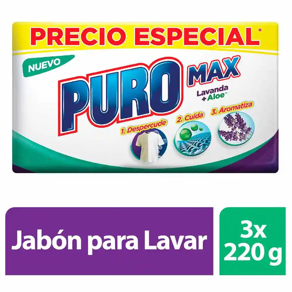 Puro Jabón Blanco Lavanda + Aloe en Barra Bloque
