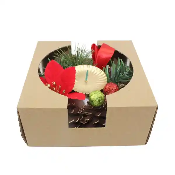 Krea Porta Vela Indiv Poinsettia Navidad 2024 13 x 13 cm