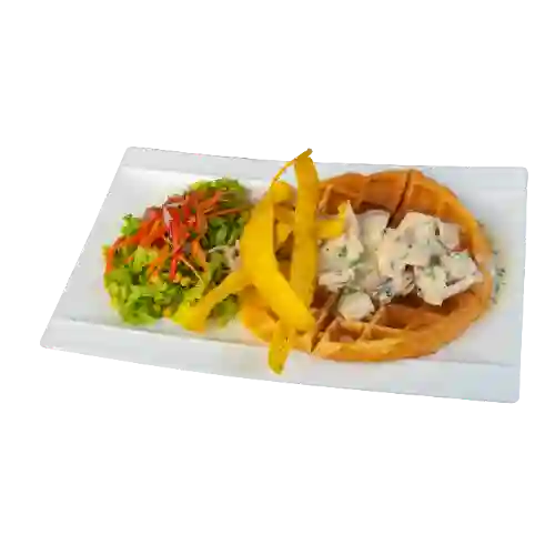Waffle Pollo Champiñones