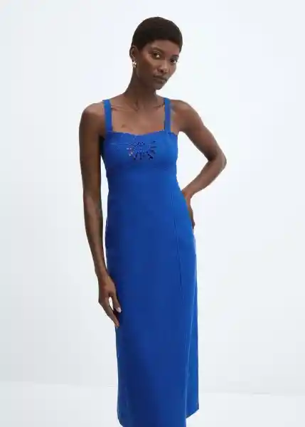 Vestido Liberty-H Azul Talla M Mujer Mango