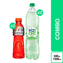 Combo Gatorade Fruta Tropicales 500Ml + H2Oh Lima Limon 1.5L