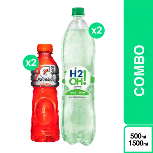 Combo Gatorade Fruta Tropicales 500Ml + H2Oh Lima Limon 1.5L