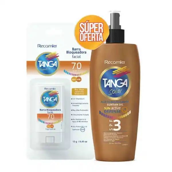 Tanga Kit Bronceador Aceite Spf 3 + Barra Facial