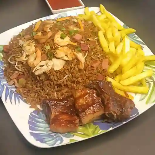 Combo arroz chino papa costilla para 2