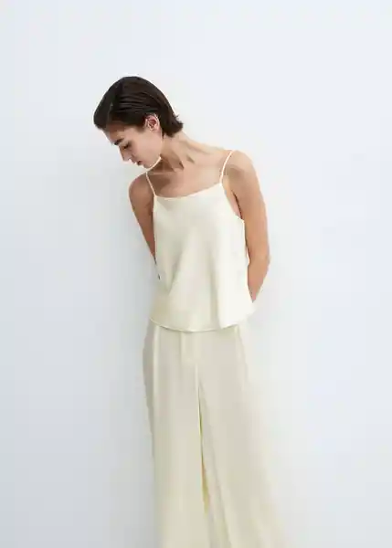 Pantalón Afri-H Off White Talla XL Mujer Mango