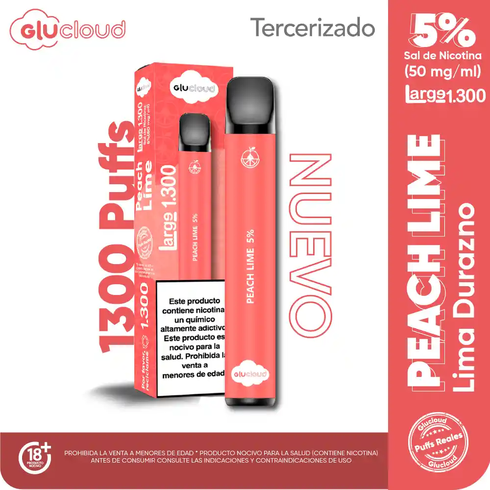 Glucloud Vapeador Peach Lime Large 1300