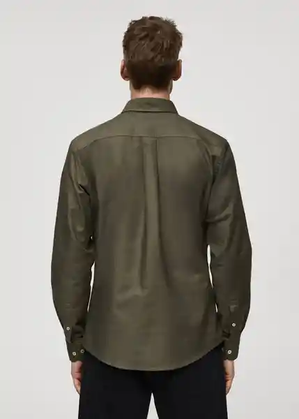 Camisa Oxford1 Khaki Talla L Hombre Mango