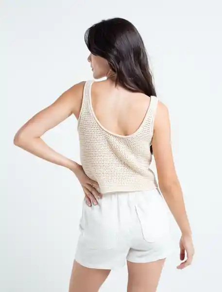  Blusa Tejido Verano Mujer Crudo Pergamino Claro Talla L Naf-Naf 