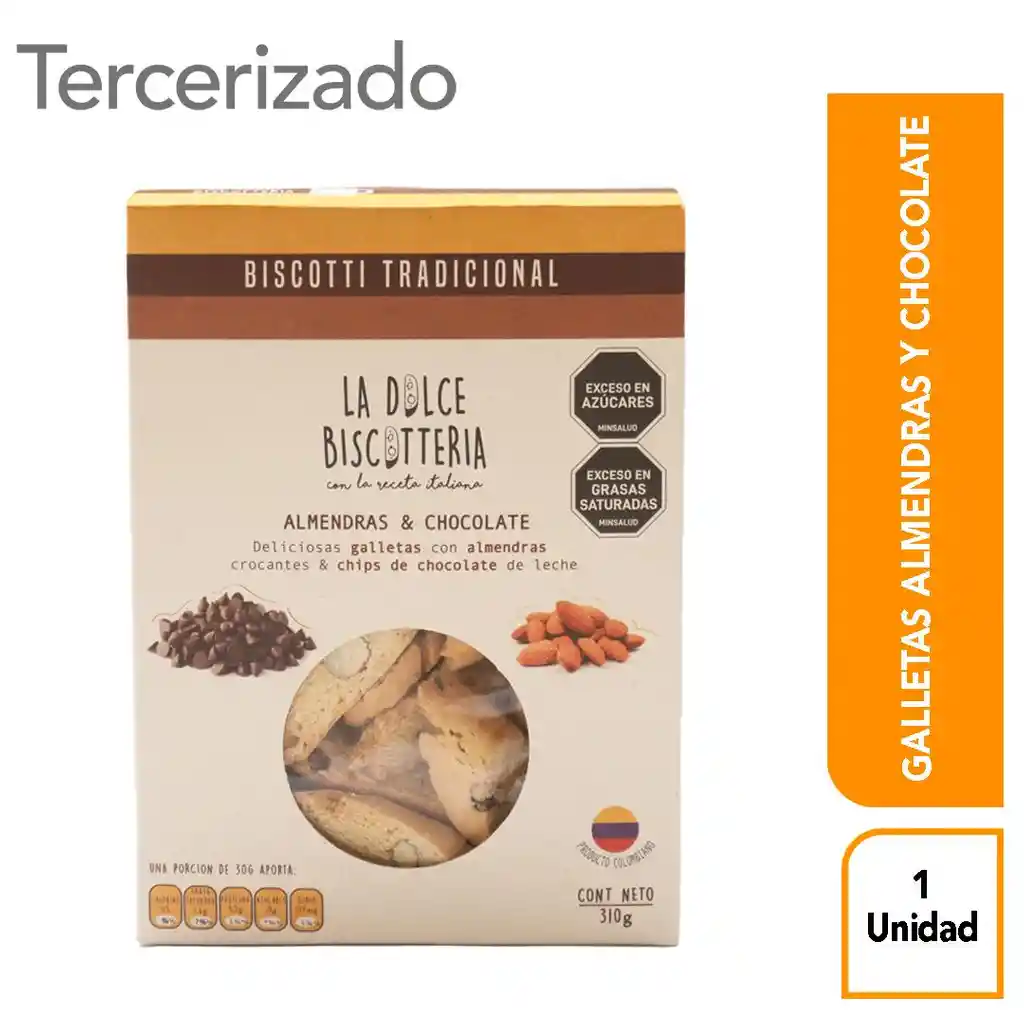 La Dolce Biscotteria Biscotti Almendra y Chocolate