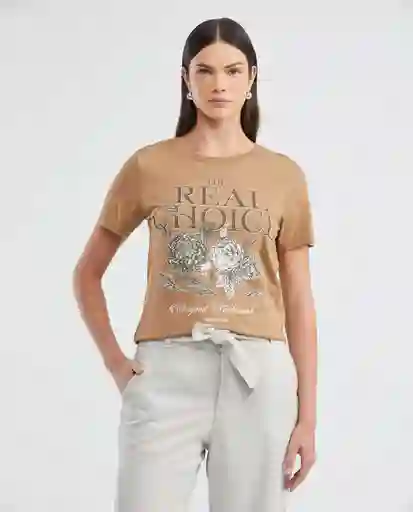 Botanical Graphic Tee Cafe Lirón Claro Talla M Mujer Chevignon