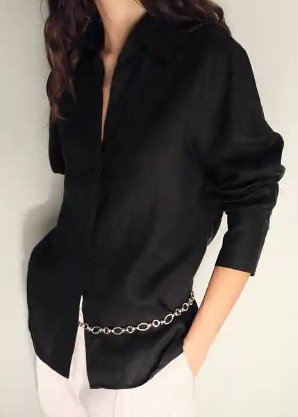 Camisa Samari Negro Talla M Mujer Mango
