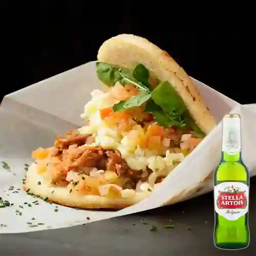 Combo Arepa Cochinita + Stella Artois 350 ml