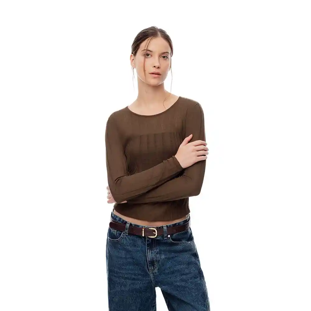 Camisa Tejida Manga Larga Cuello Redondo Femenino Lidiz Gef Talla M