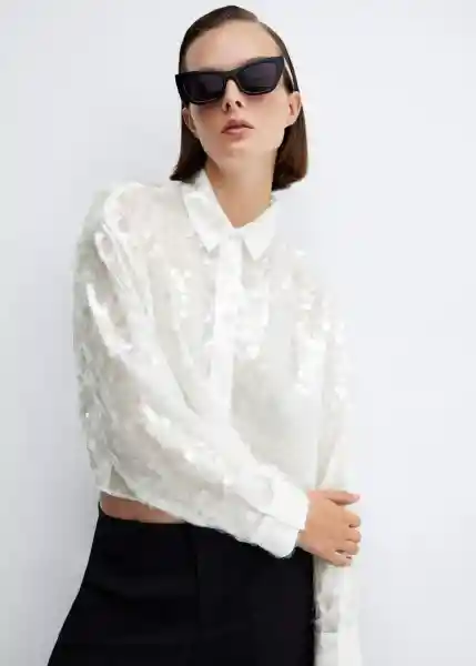 Camisa Flake Offwhite Talla XL Mujer Mango