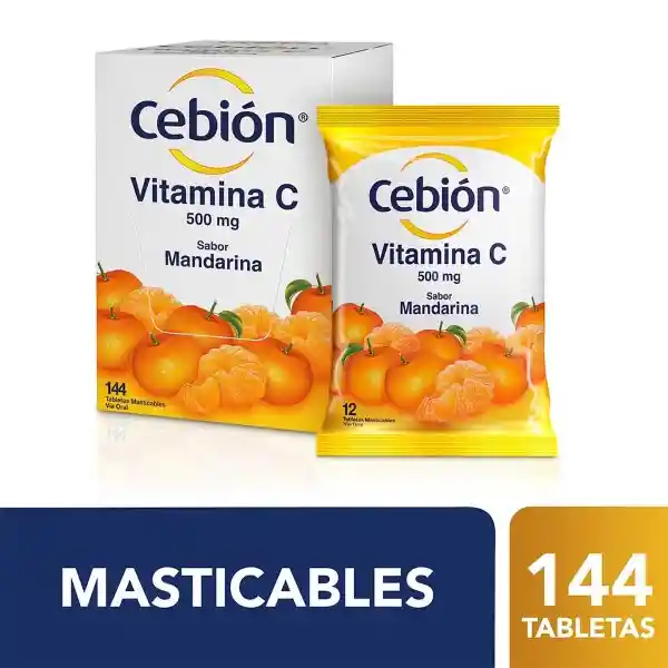 Cebión tabletas Masticables de Vitamina C sabor Mandarina con 144 unidades