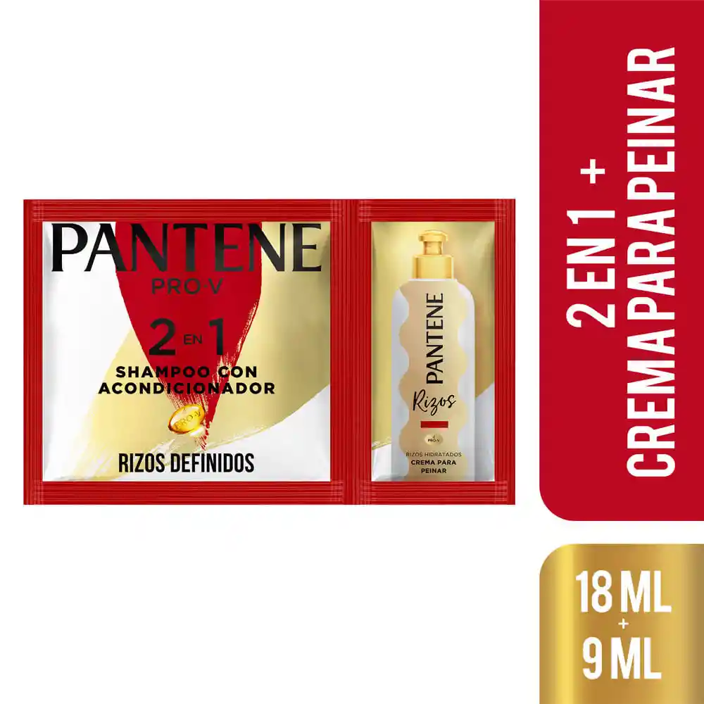 Pantene 2en1 Rizos Definidos Shampoox18ml+crema Para Peinarx