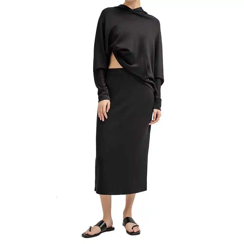 Falda Midi Tejido de Punto Femenino Gyokko Comfy Punto Blanco