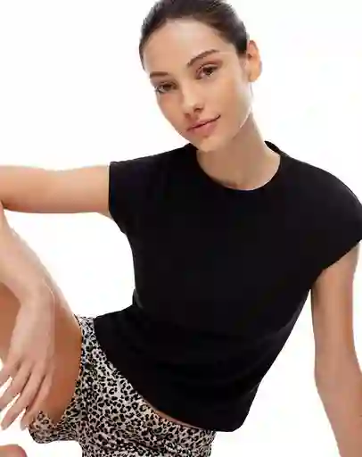 Camiseta Cuello Redondo Manga Corta M-negro