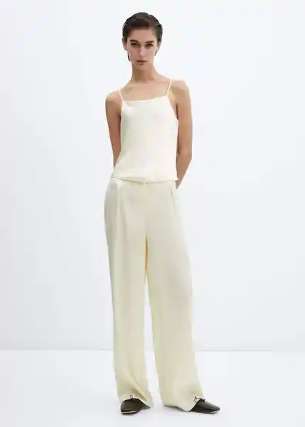 Pantalón Afri-H Off White Talla XL Mujer Mango