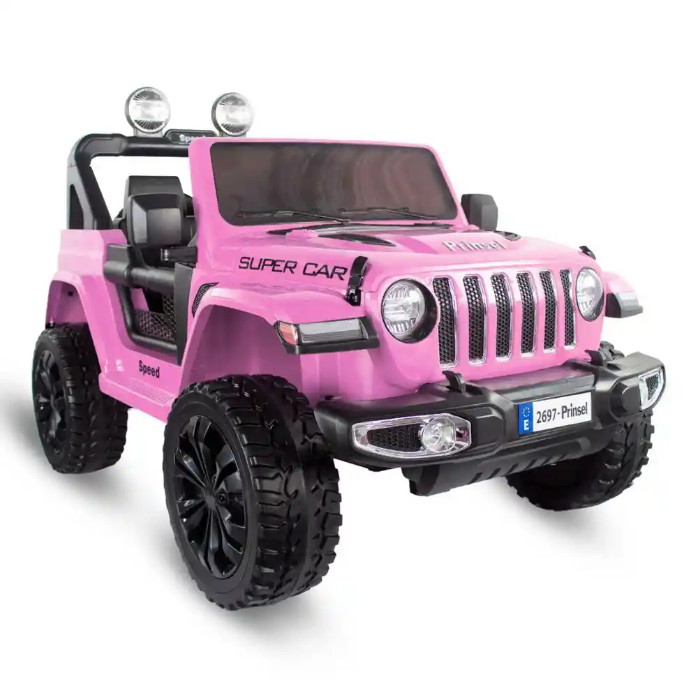 Carro Eléctrico Para Niños Wrangler Speed Eva 12v Rosado Prinsel